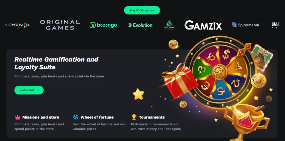 Στοίχημα Στο Κόκκινο σουίτα επιβράβευσης με έναν διαδραστικό τροχό της τύχης και αποστολές ανταμοιβής.